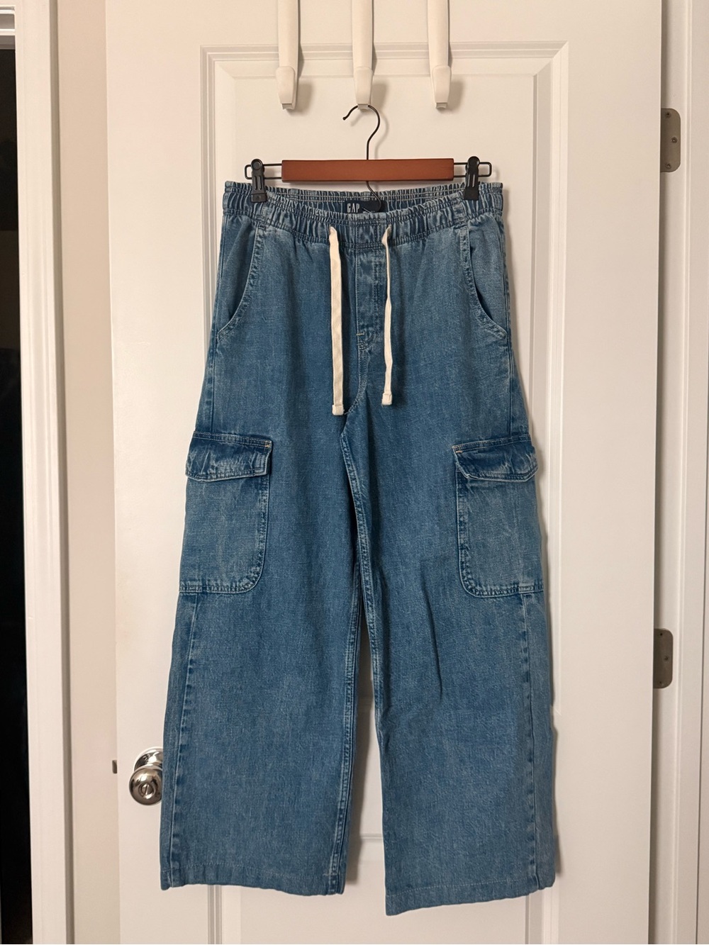 Gap Women’s High Rise Wide Leg Pull-On Jeans with Drawstring Waist